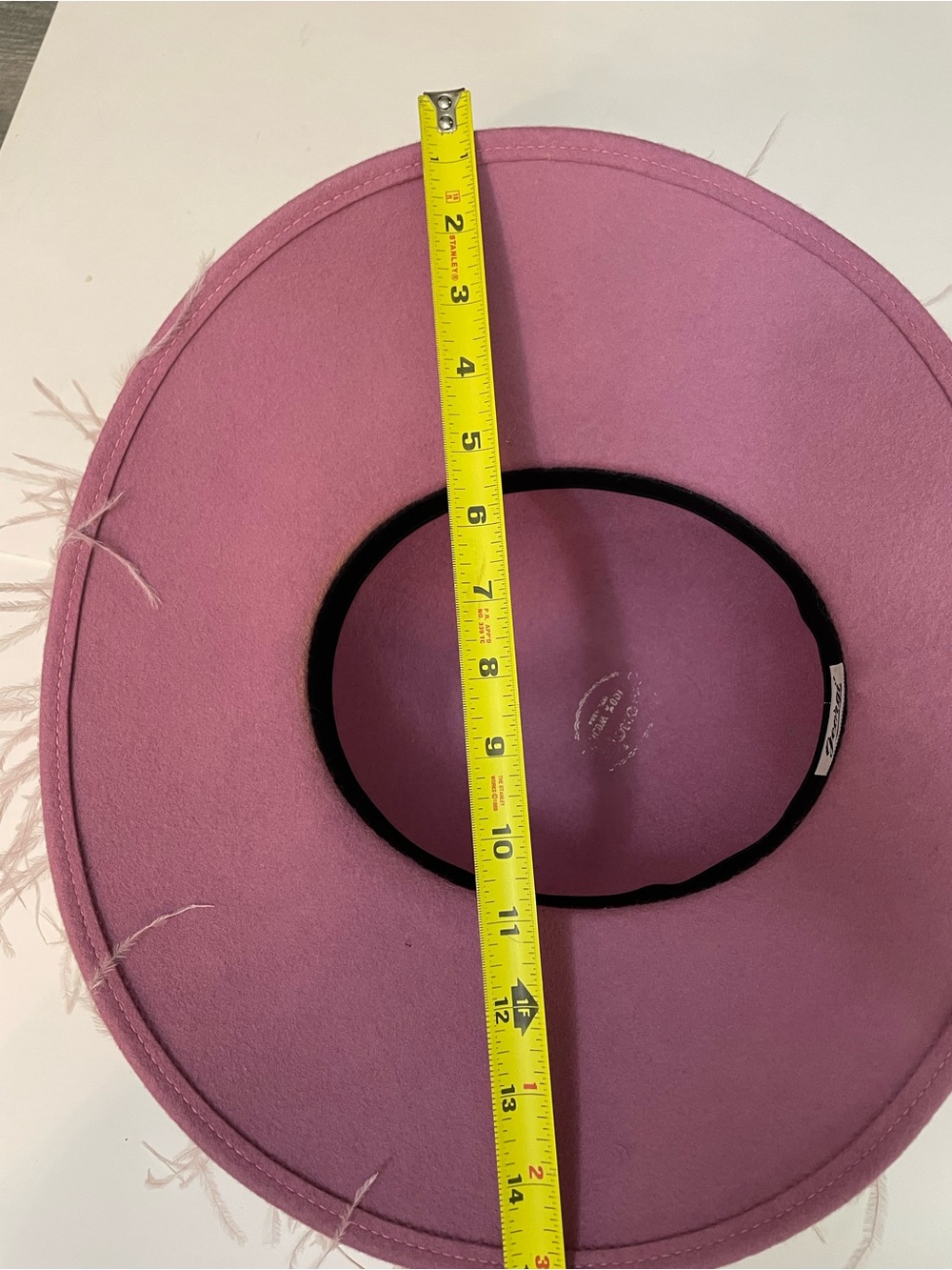 Vintage Rose Pink Boa Feather-Trim Wool Hat Ribbon Bow - Statement Church Derby - Picture 9 of 11